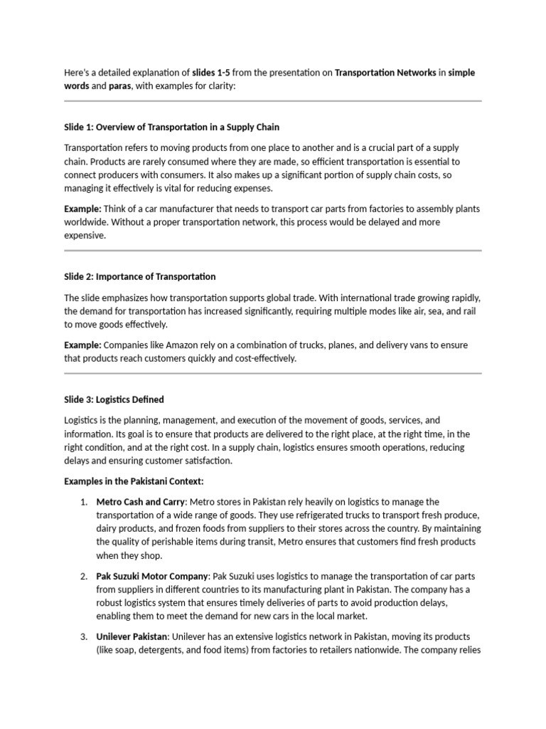 Transportation in Supply Chains Explained | PDF | Transport | Logistics