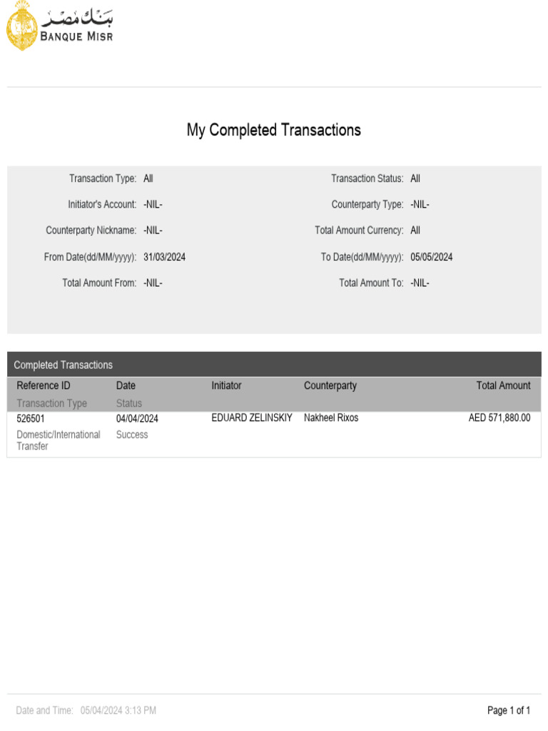 Completed Transaction Summary Report | PDF