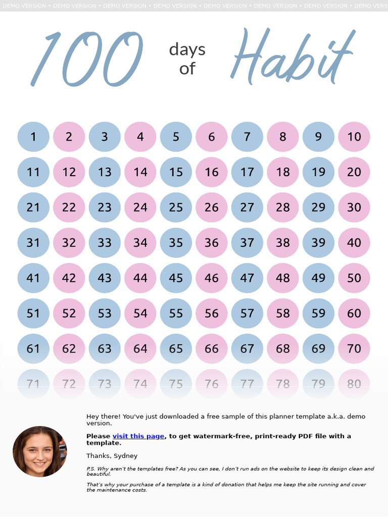 100 Days Habit Tracker Demo PDF | PDF