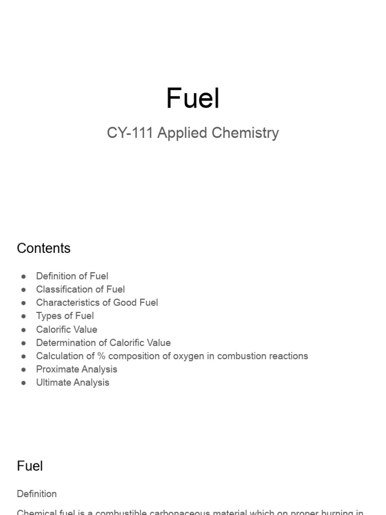 Characteristics and Calorific Value of Fuel | PDF | Combustion | Fuels