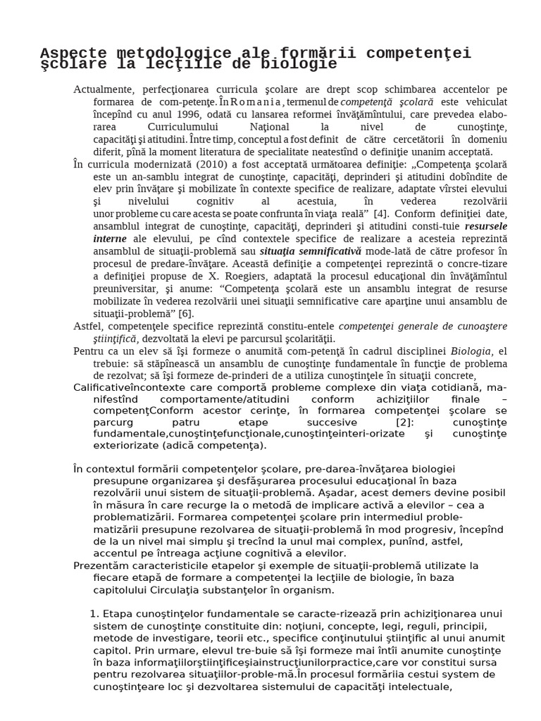 INVENTARUL CARACTERISTICILOR COMPETENTELOR SPECIFICE LA BIOLOGIE (pdf ...