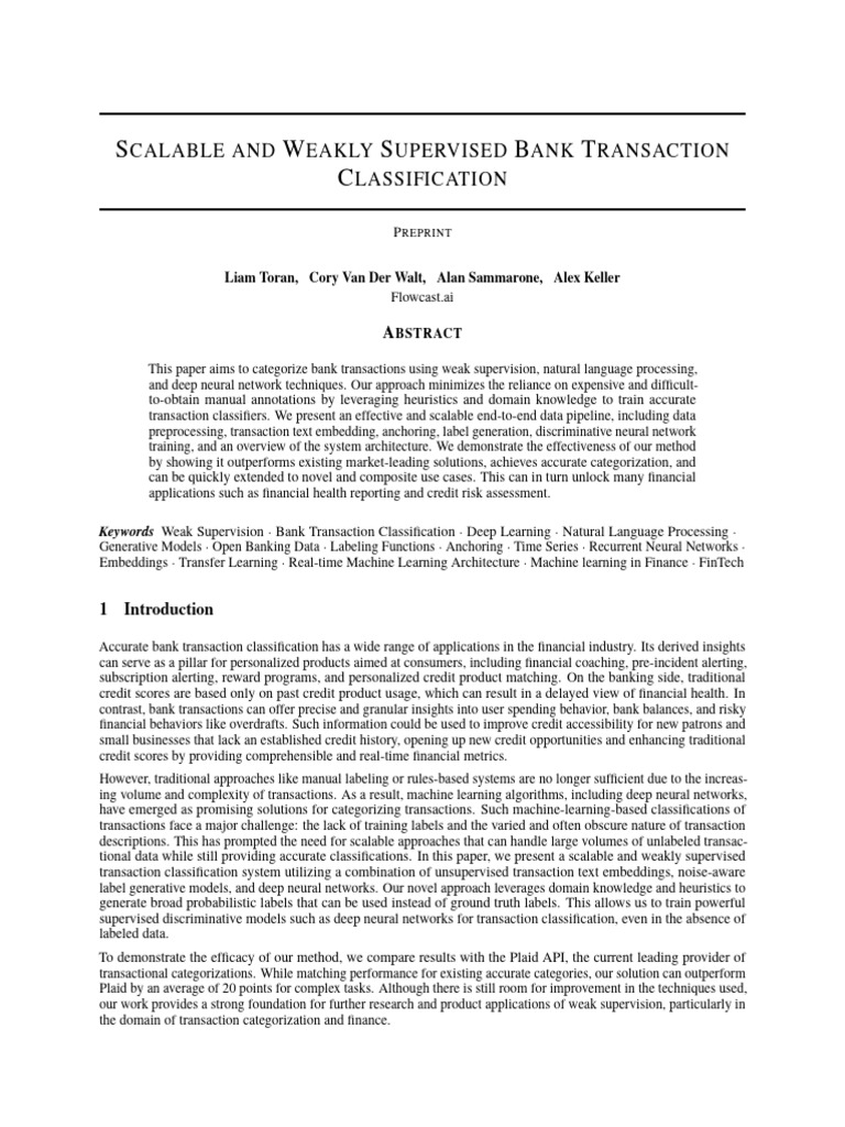 Scalable and Weakly Supervised Bank Transaction CL | PDF | Deep ...