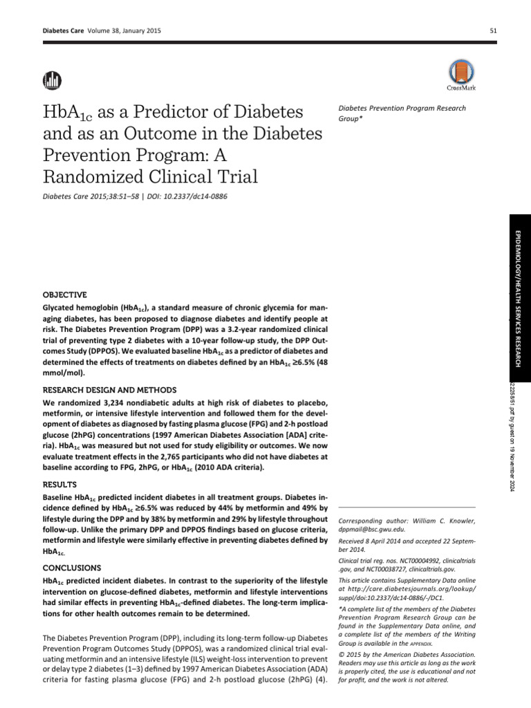 51 | PDF | Glycated Hemoglobin | Diabetes