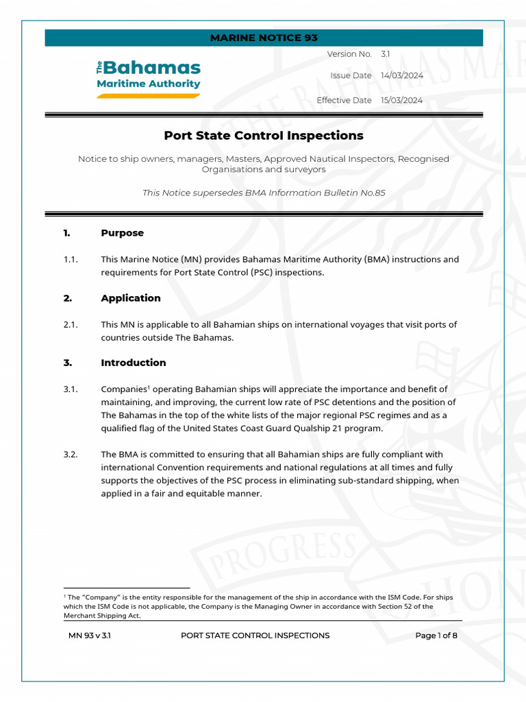 Bahamas Port State Control Guidelines | PDF | Shipping