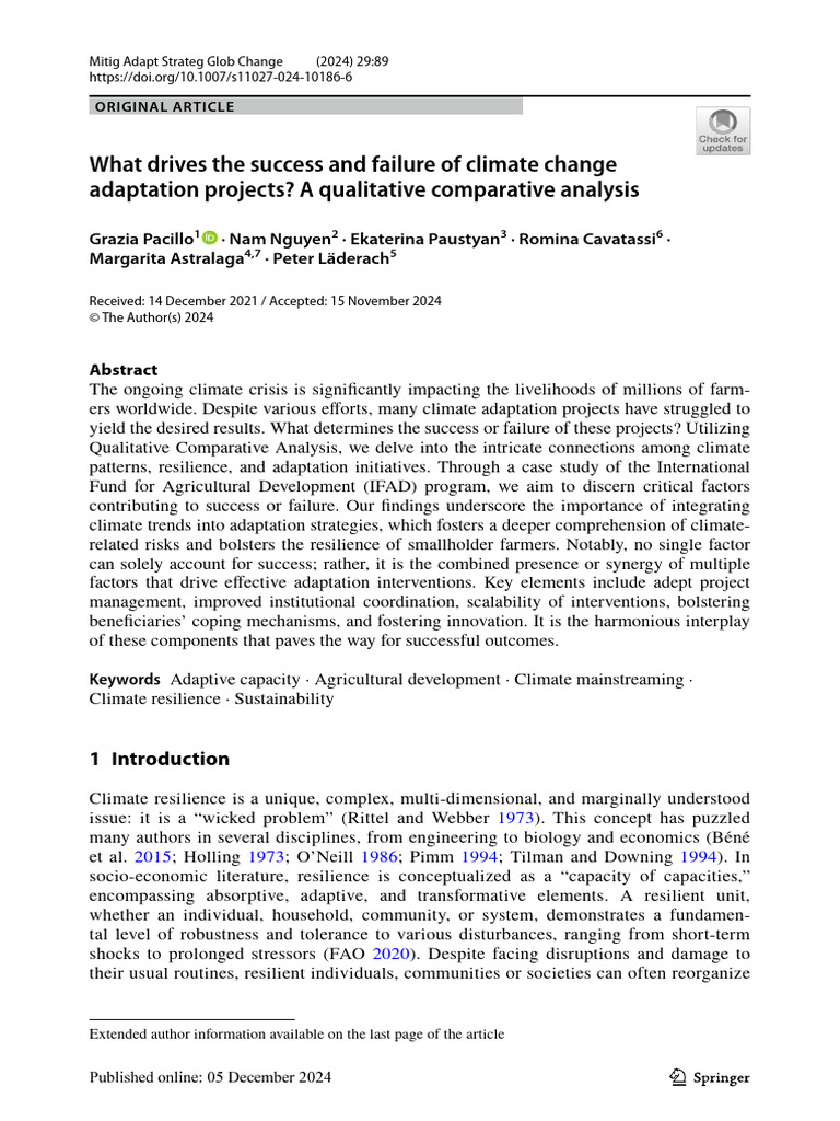 Success Factors in Climate Adaptation Projects | PDF | Climate ...
