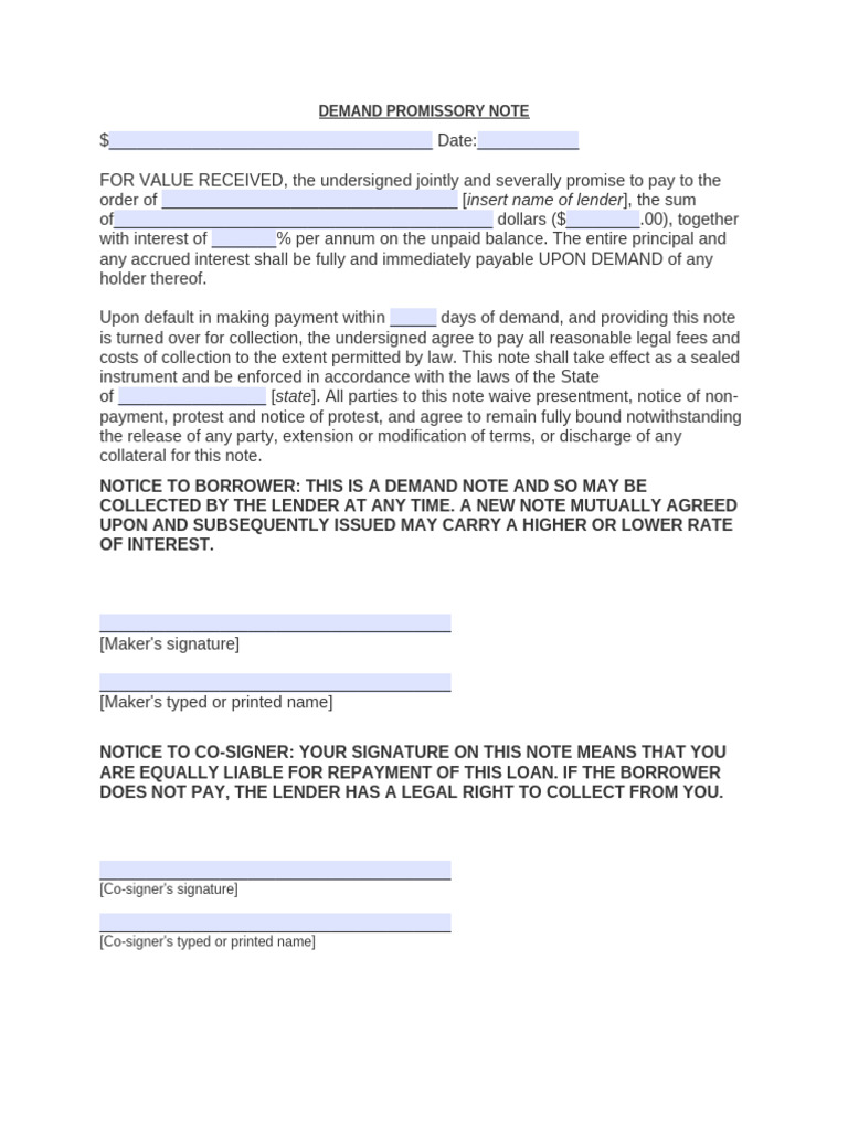 Promissory Note Template 15 | PDF