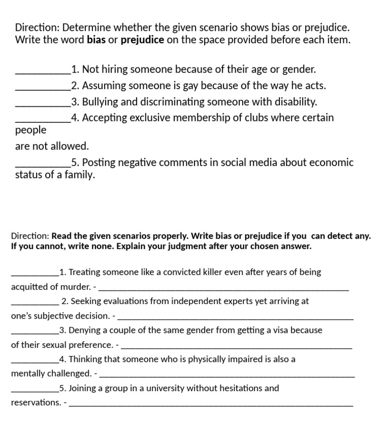 Bias Prejudice | PDF