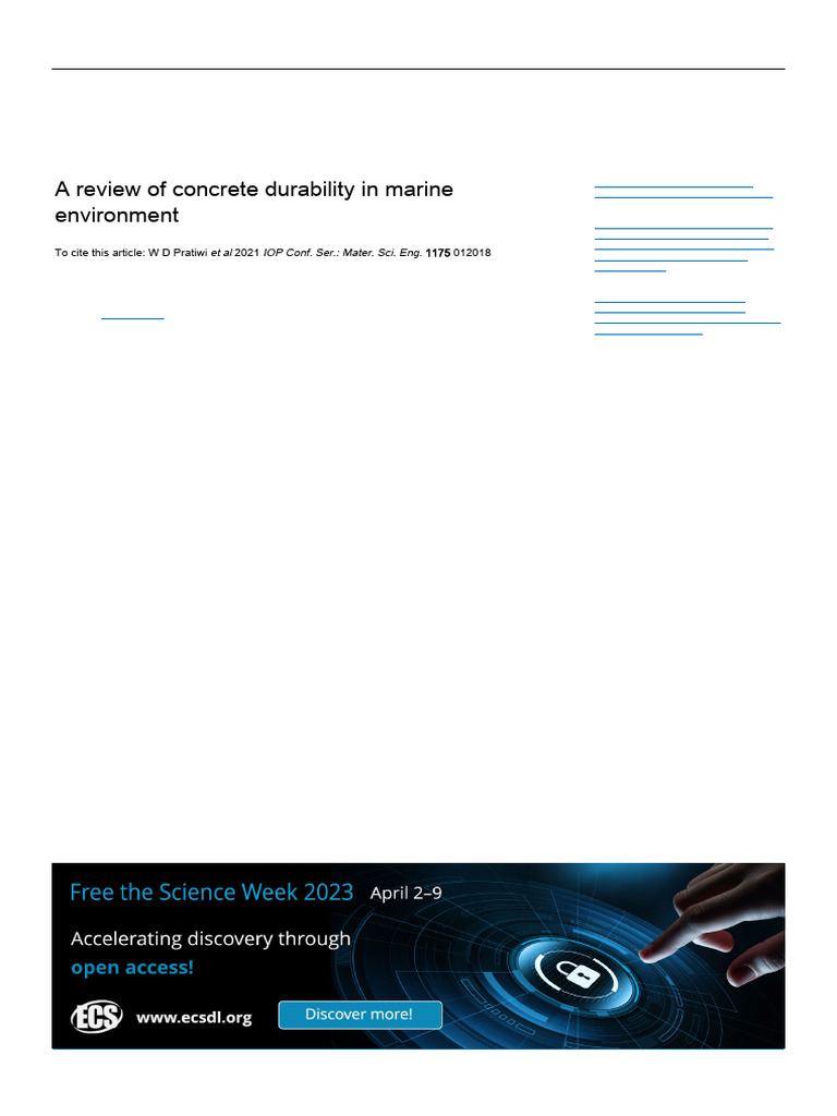 Concrete Durability in Marine Environments | PDF | Concrete | Cement