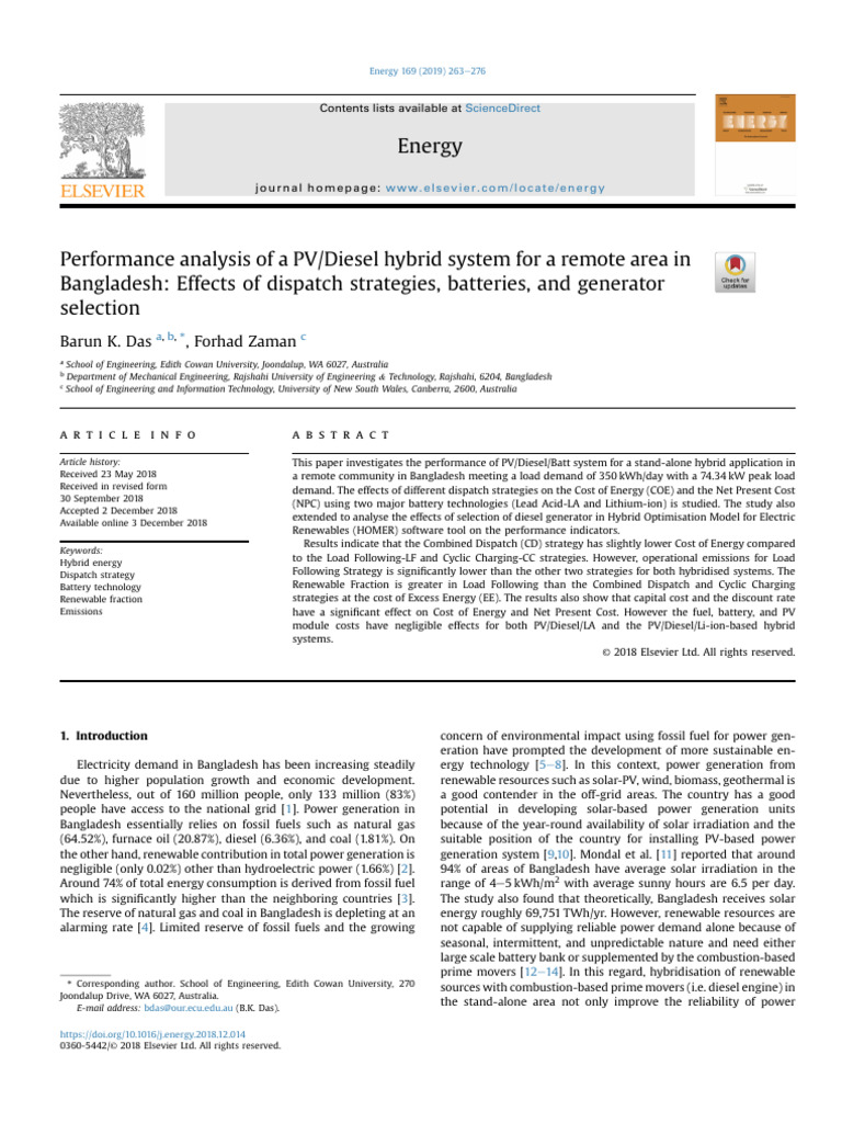 Performance Analysis of A PV Diesel Hybrid System | PDF | Photovoltaics ...