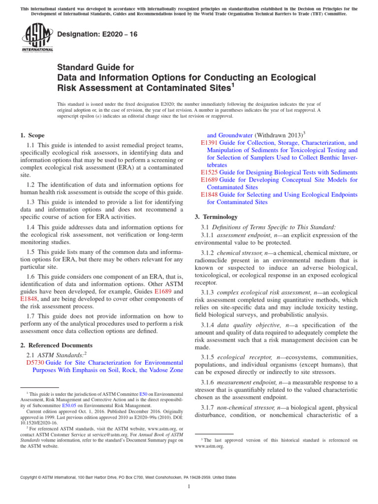 Astm E2020 - 2016 | PDF | Risk | Risk Assessment