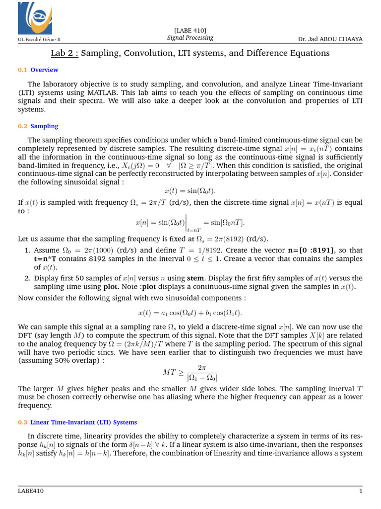 LABE410_Lab2 | PDF | Discrete Fourier Transform | Sampling (Signal ...