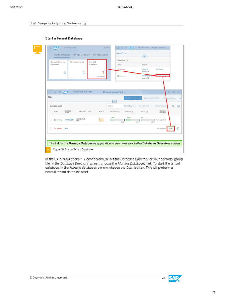 Start and Manage SAP HANA Database | PDF | Databases | Software