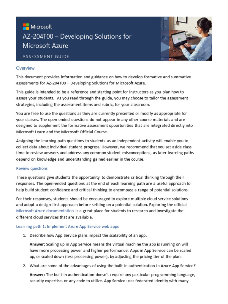 AZ 204T00A ENU AssessmentGuide | PDF | Transport Layer Security | Cache ...