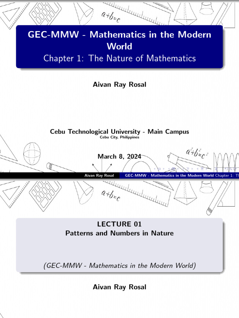 Lecture 01 Patterns in Nature | PDF | Set (Mathematics) | Pattern