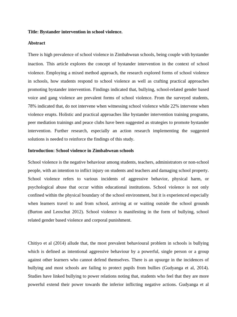 Bystander Intervention in School Violence | PDF | Violence | Bullying