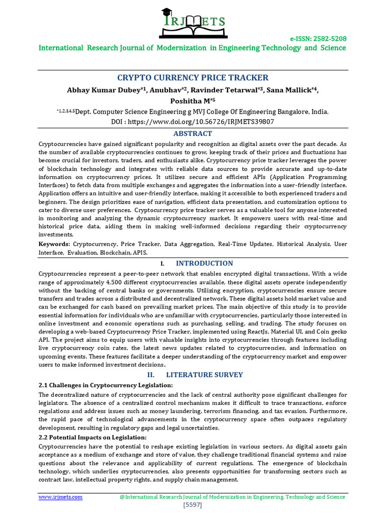 Fin Irjmets1684764848 | PDF | Cryptocurrency | Market (Economics)