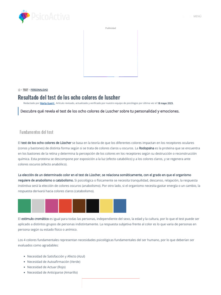 Testing de Lüscher | PDF | Color | Sicología
