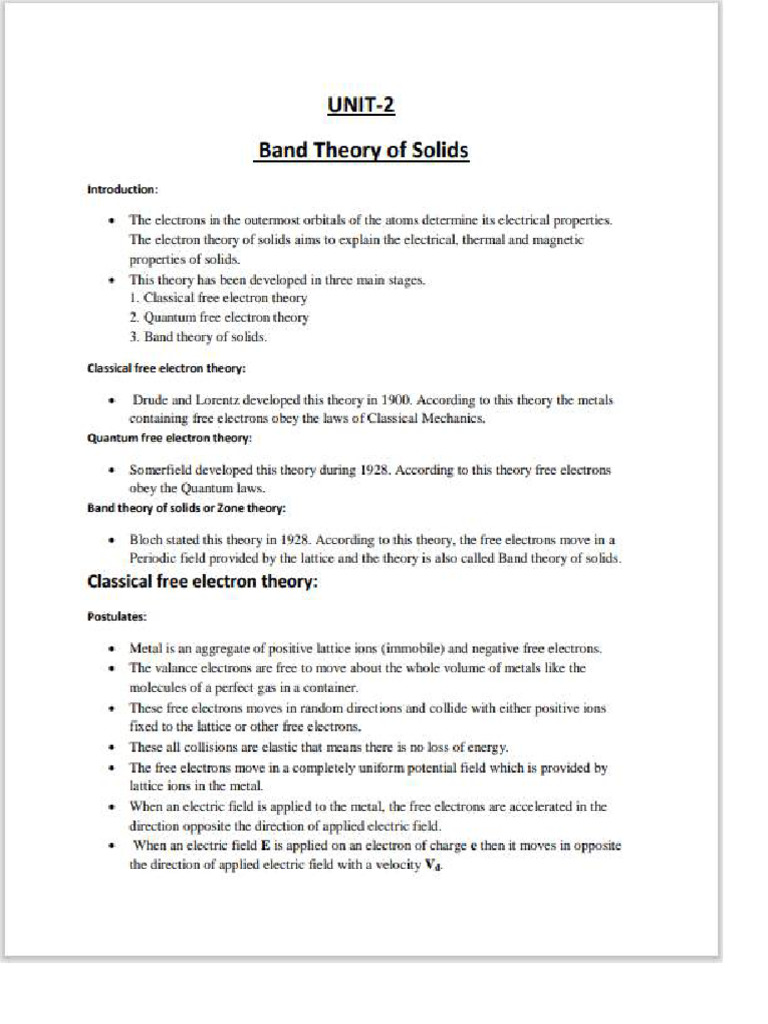 Band Theory Compressed | PDF
