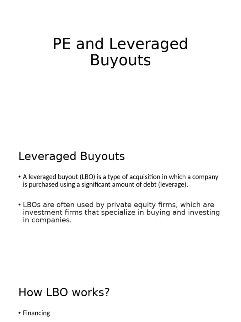 Understanding Leveraged Buyouts in PE | PDF
