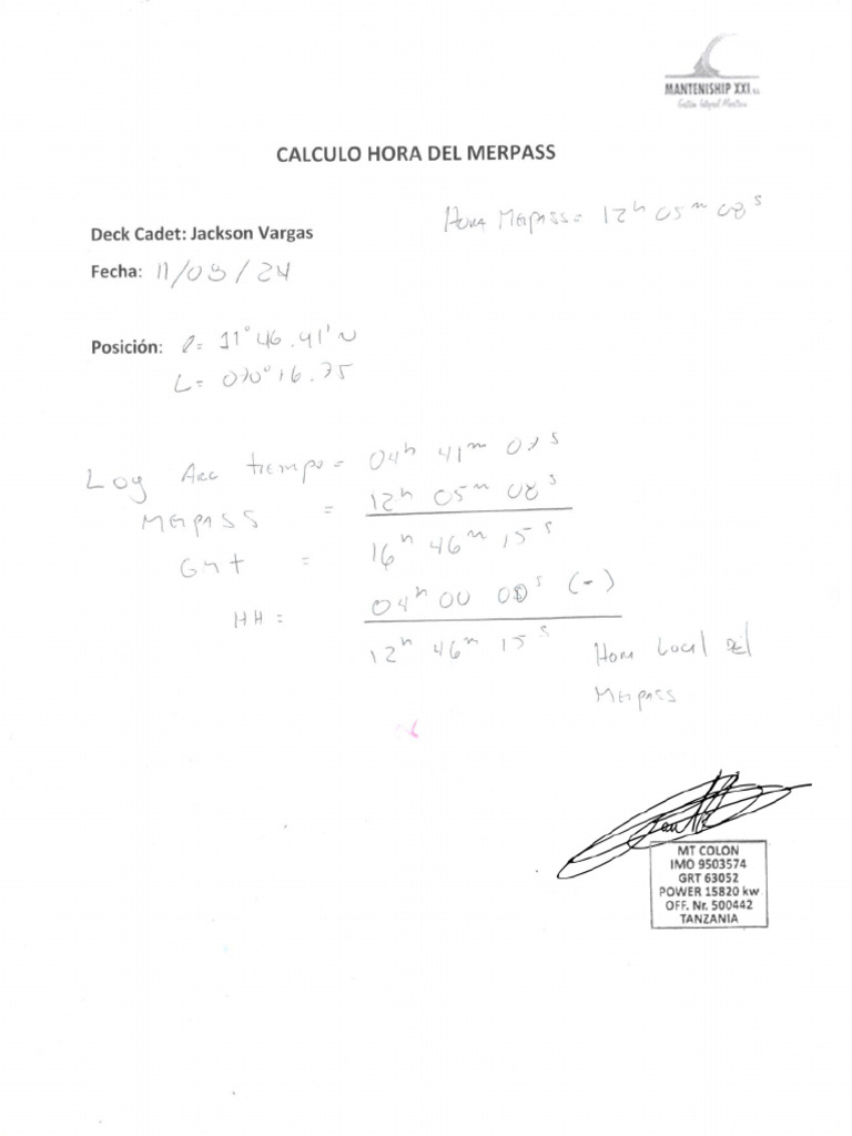 Calculo De Hora Del Merpass Pdf