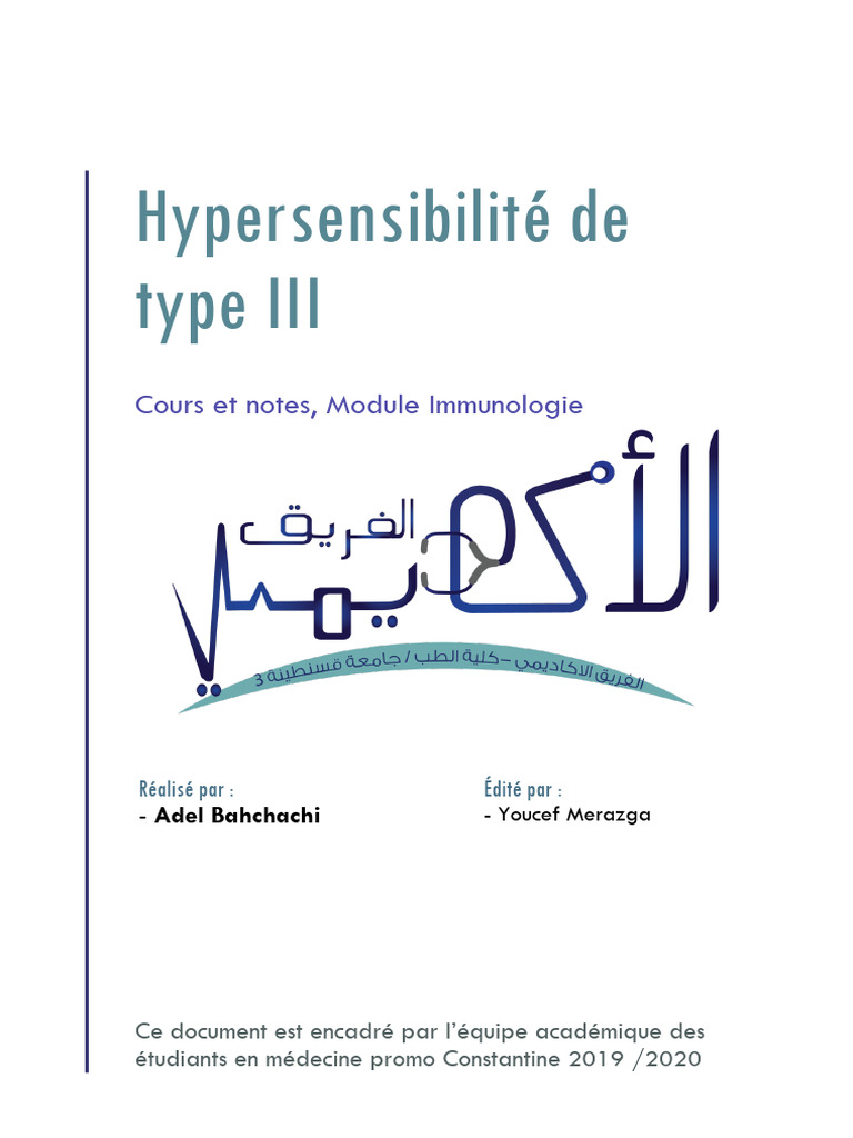 Hypersensibilité de type III et CI | PDF | Inflammation | Système du ...