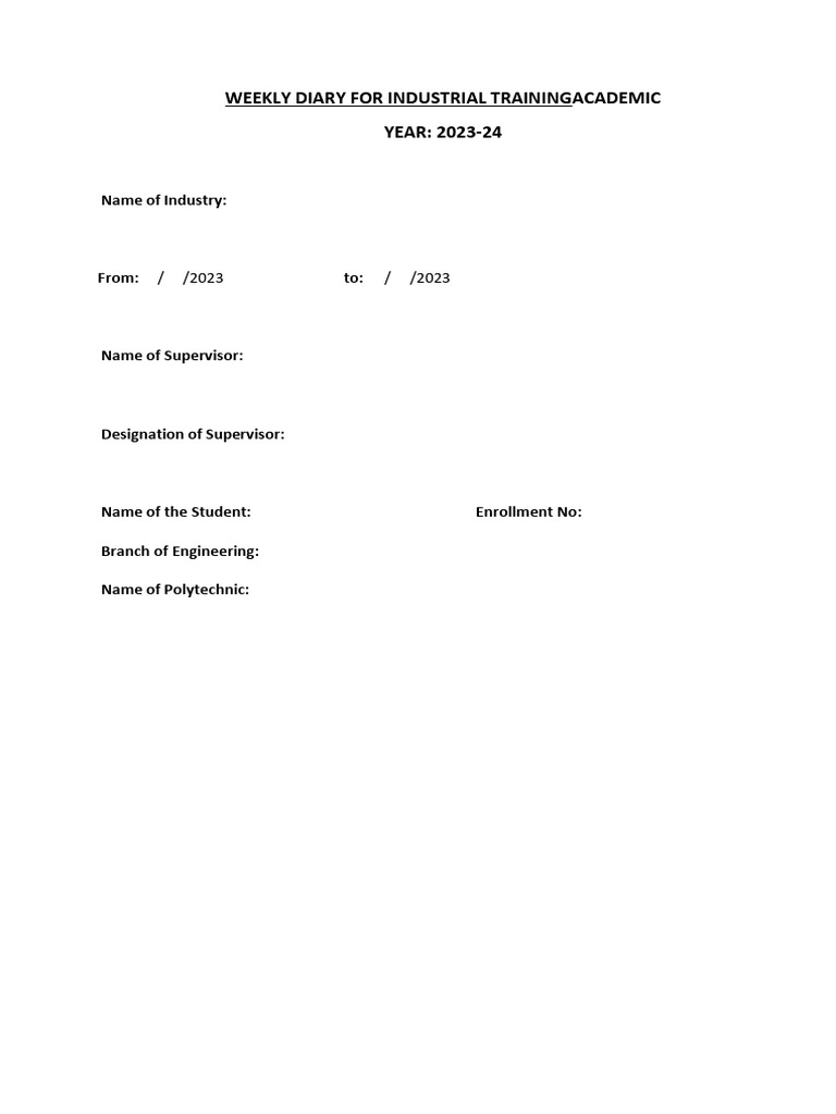 Weekly Dairy - Blank | PDF