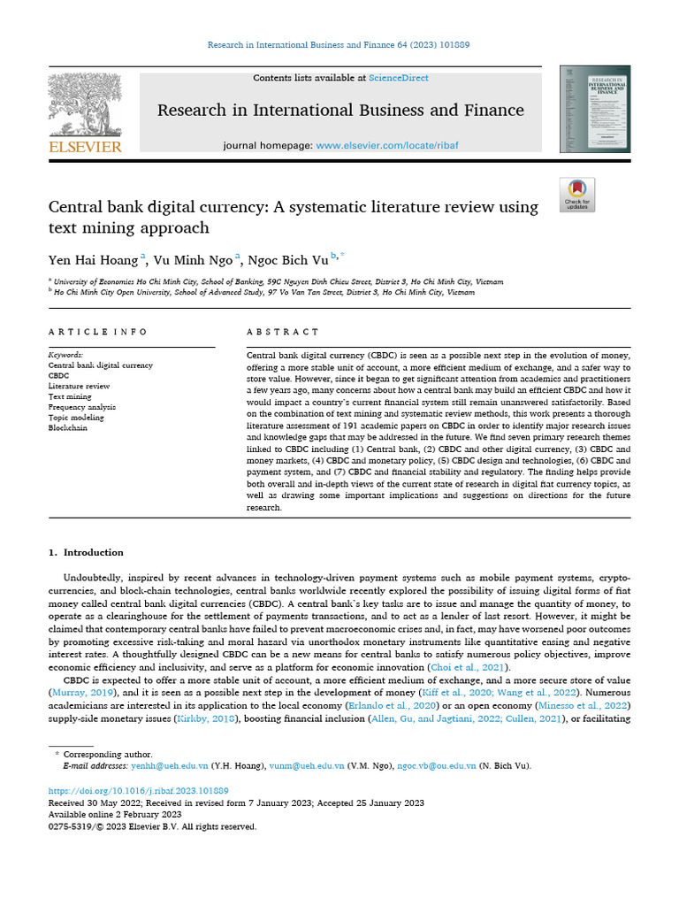 CBDC: Literature Review and Insights | PDF | Money | Central Banks
