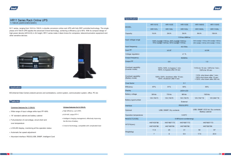 Brochure For HR11 1-10kVA Rack UPS - EV1.0 | PDF | Electrical ...