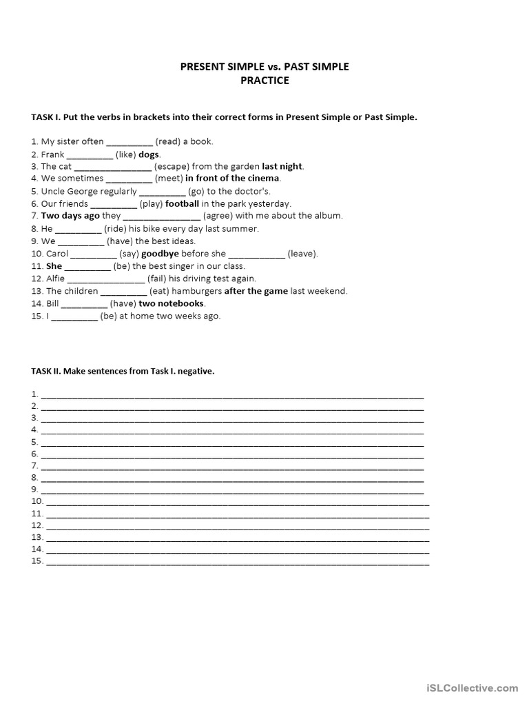 Present vs Past Simple Exercises | PDF | Language Families | Linguistic ...
