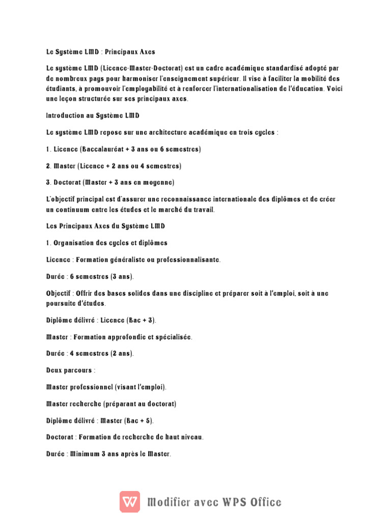 Comprendre le Système LMD en 6 axes | PDF | Doctorat