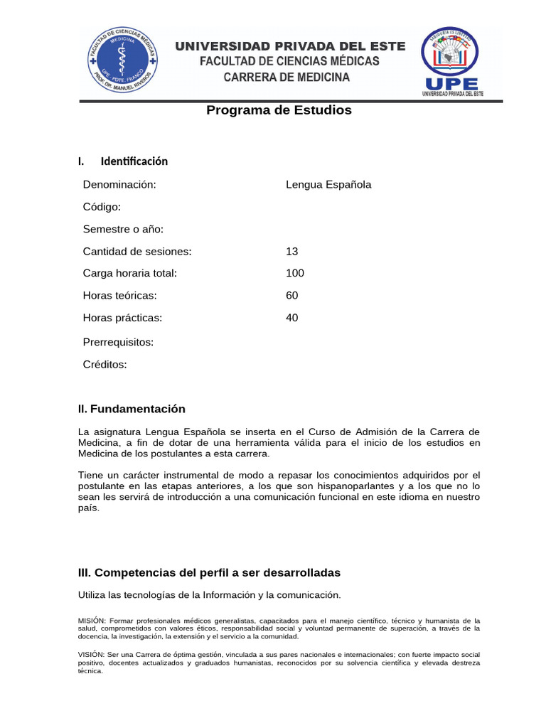 Programa de Lengua Española para Medicina | PDF | Oración (Lingüística ...