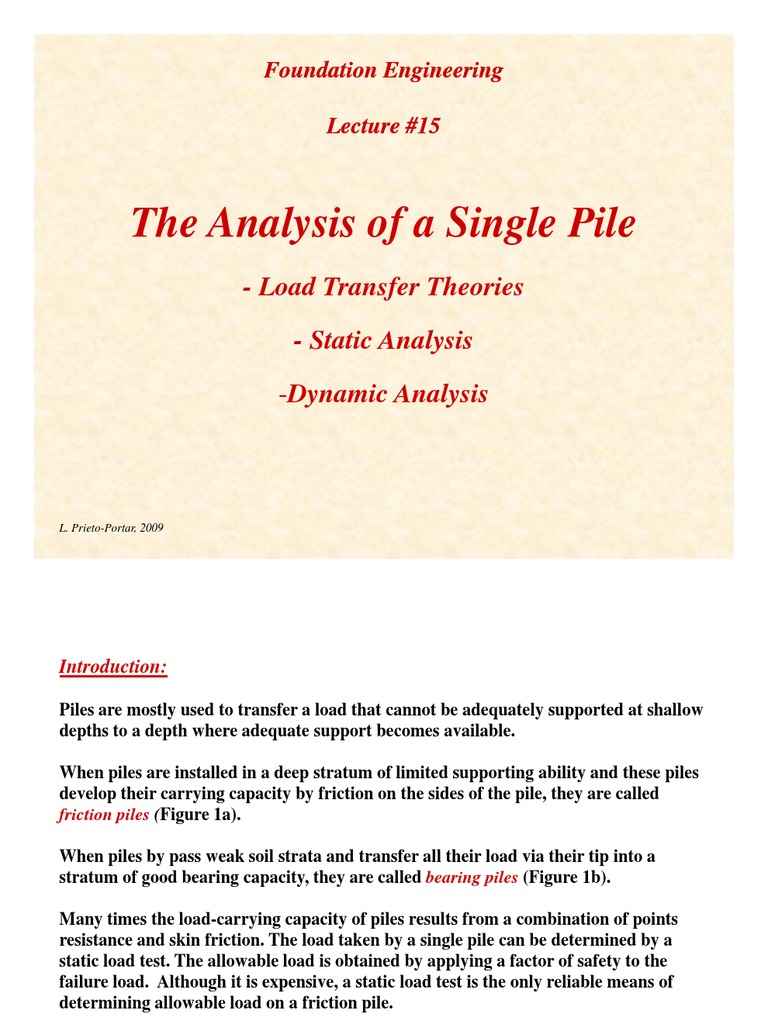 Lecture15 Analysis Of Single Piles Pdf Deep Foundation Structural