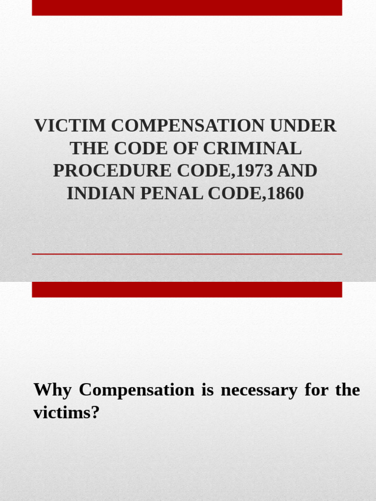 Victim Compensation Under The Code of Criminal Procedure | PDF ...