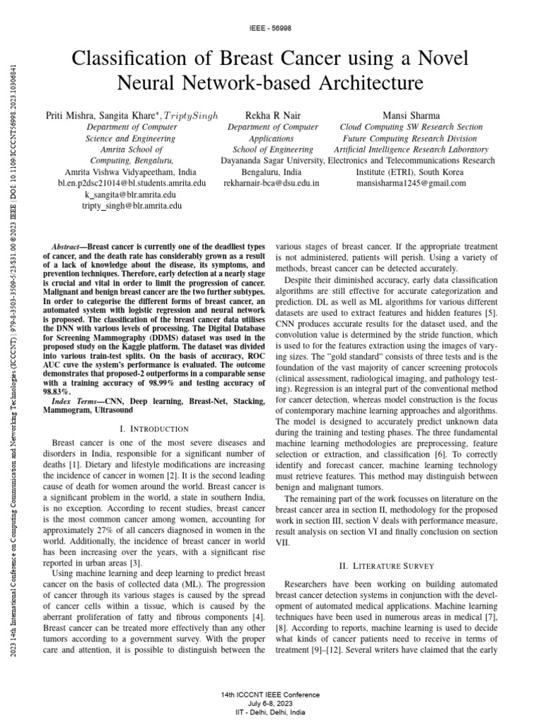 Classification of Breast Cancer Using A Novel Neural Network-Based ...