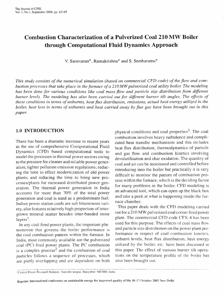 CFD Analysis of 210 MW Coal Boiler | PDF | Combustion | Gases