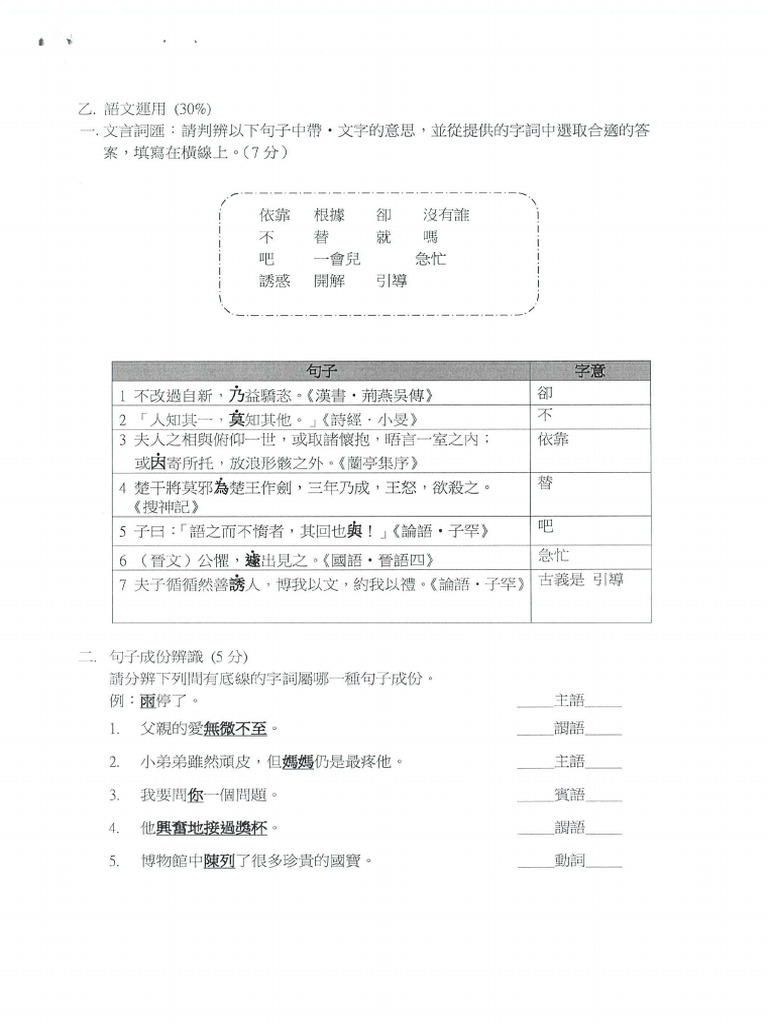 F2 1stexam ChineseLanguage Paper2 MS | PDF