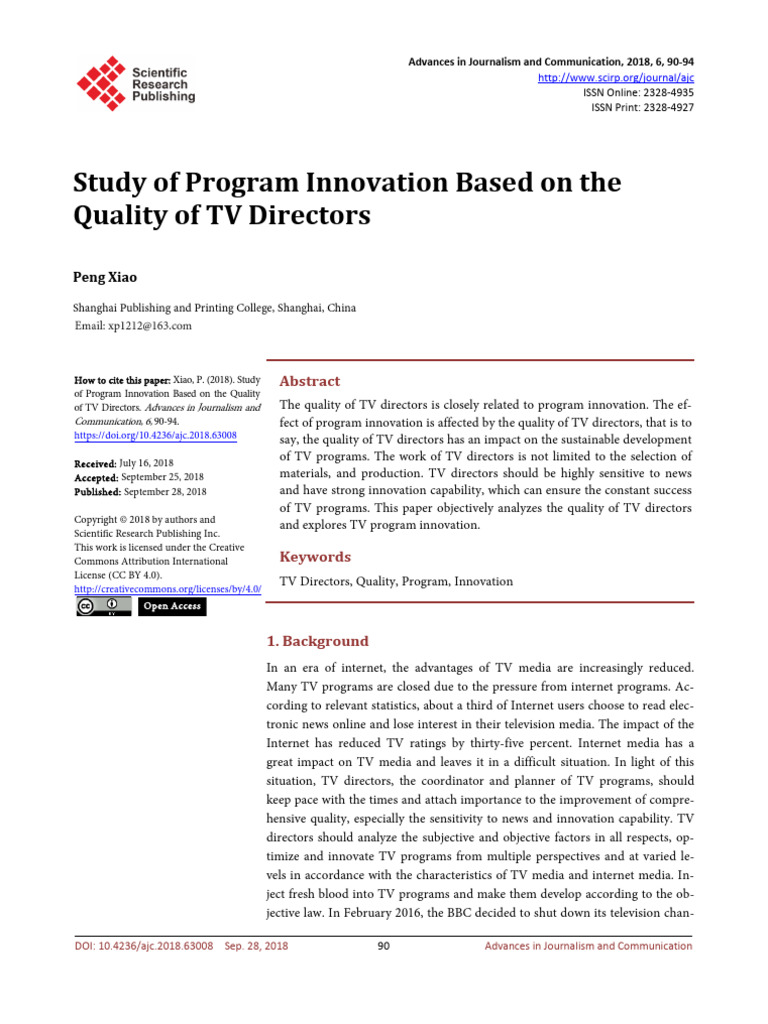 Study of Program Innovation Based On The Quality o | PDF | Television ...