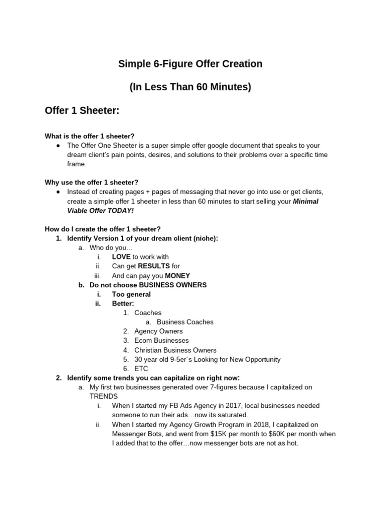 Simple 6-Figure Offer Creation in Less Than 60 Minutes | PDF