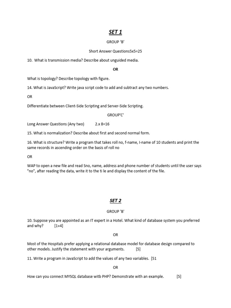IT and Programming Exam Questions Guide | PDF | Databases | Java Script
