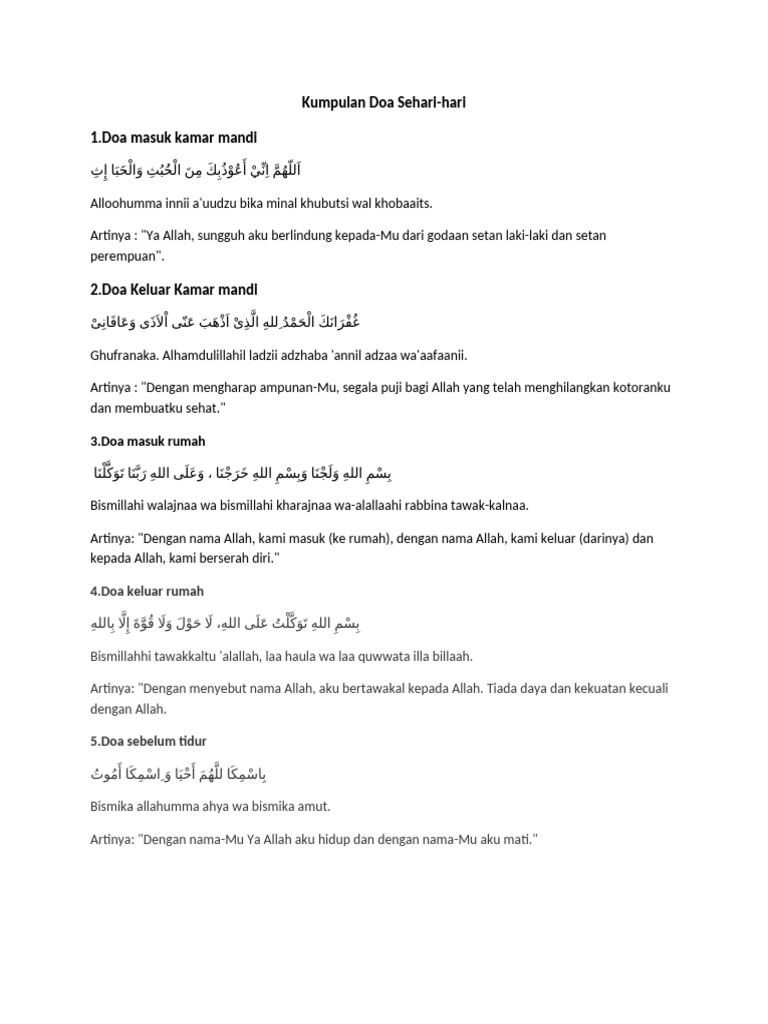 doa sehari hari TK | PDF