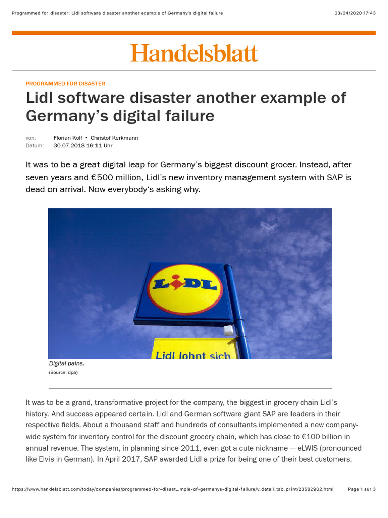 Lidl's eLWIS Software Failure Explained | PDF
