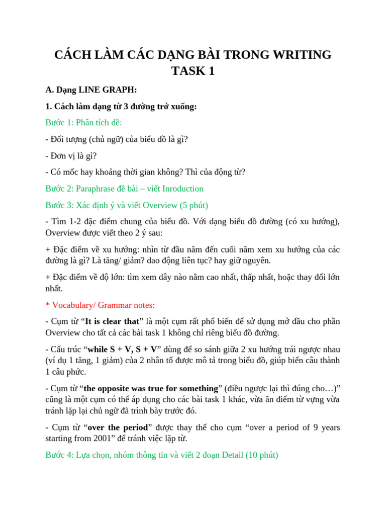 Cách Làm Các D NG Bài Trong Writing Task 1 | PDF