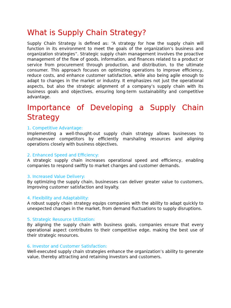 What Is Supply Chain Strategy | PDF | Strategic Management | Supply Chain