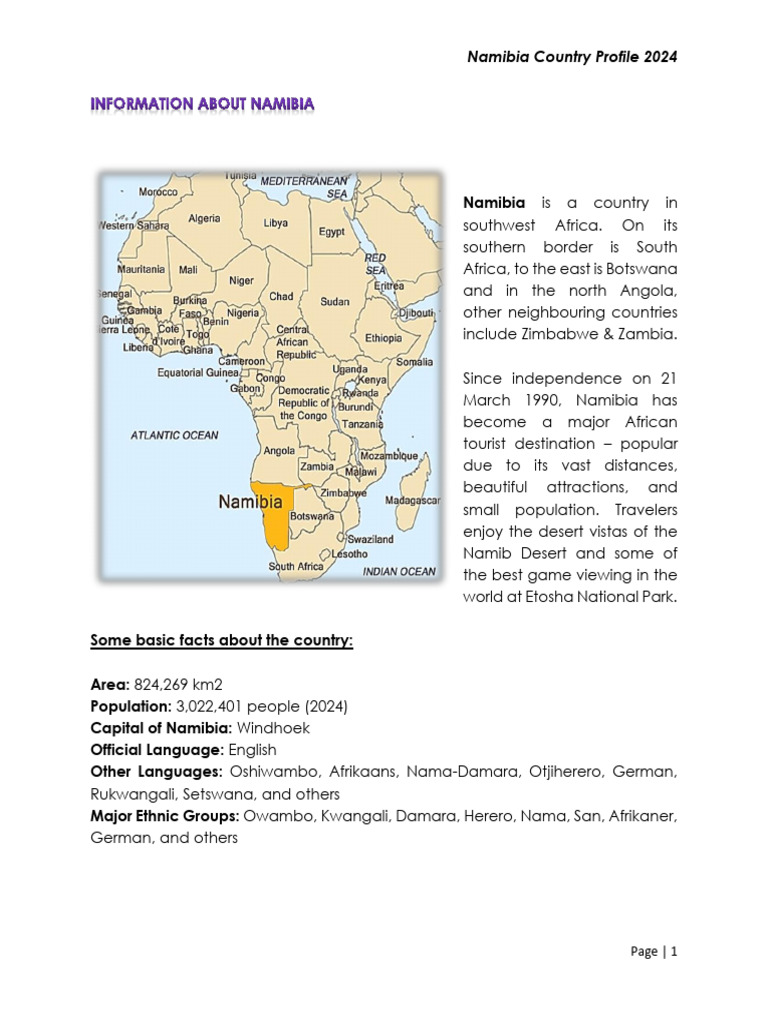 Namibia Country Profile 2024 Overview | PDF | Namibia