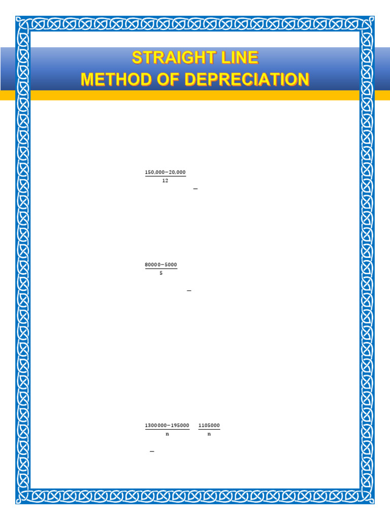 Straight Line Depreciation Examples | PDF | Depreciation | Financial ...