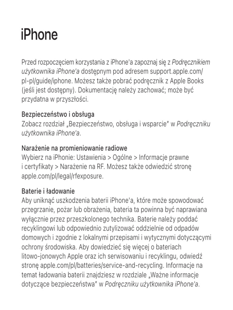 Instrukcja Obslugi Apple Iphone 14 | PDF