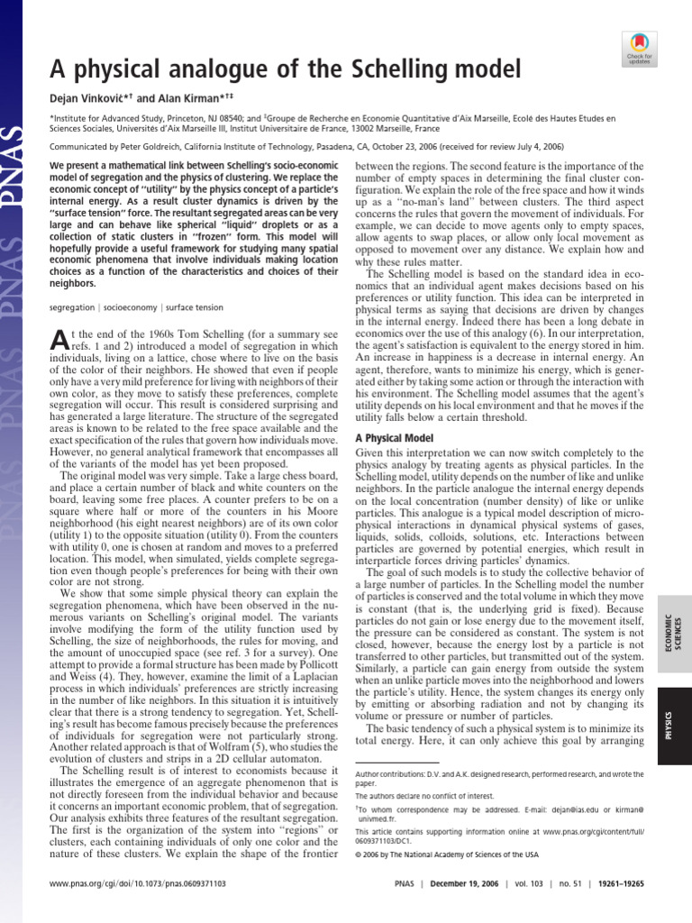 physical-analogue-of-the-schelling-model | PDF | Force | Liquids
