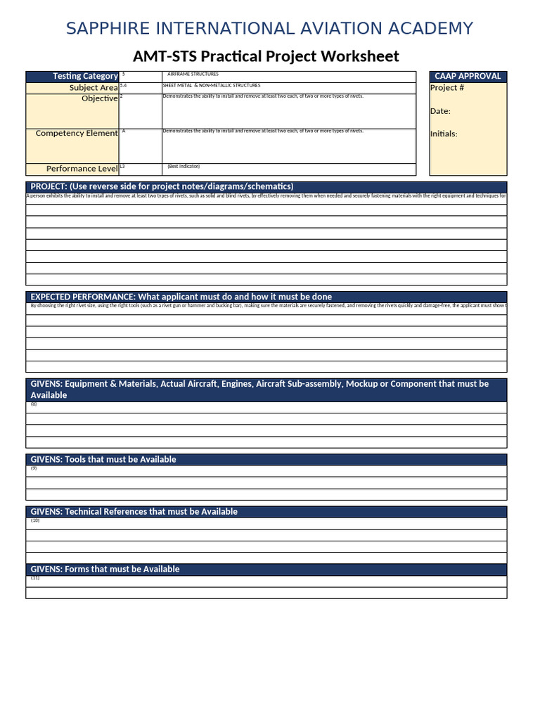 AMT-STS Practical Project Worksheet | PDF | Rivet | Transport