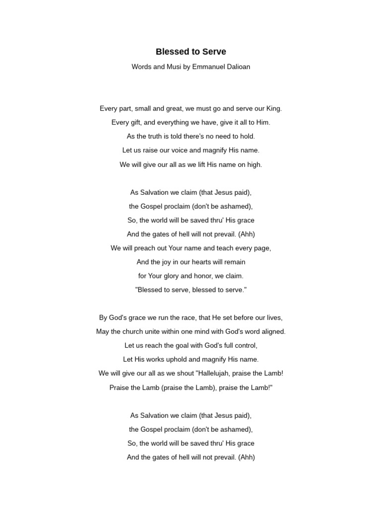 Blessed to Serve: A Gospel Anthem | PDF