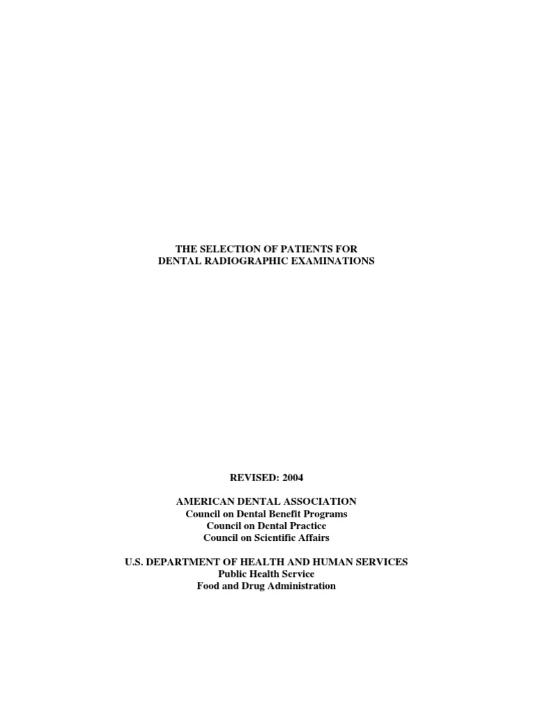 ADA Radiography Guidelines PDF Dentistry Human Tooth